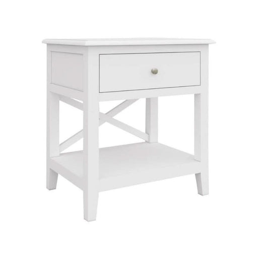 Chic Elegance Meets Functionality: The Hampton White Side Table with Drawer & Shelf