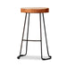 Vintage-Inspired Timber Tractor Stool with Sturdy Black Metal Base