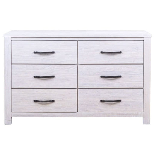 Elegant Brushed White Coastal Dresser - Florida 6-Drawer Storage Organizer