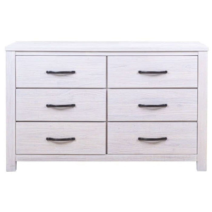 Elegant Brushed White Coastal Dresser - Florida 6-Drawer Storage Organizer