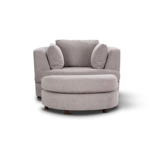 Elegant Orlando Enclave Swivel Chair and Ottoman Set in Steel Color – Modern Comfort for Your Home