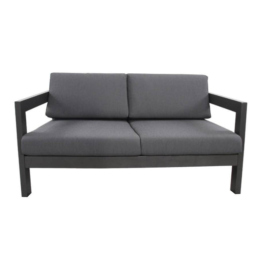 Charcoal Elegance: Artemis 2-Seater Outdoor Sofa with Luxe Dark Grey Cushions