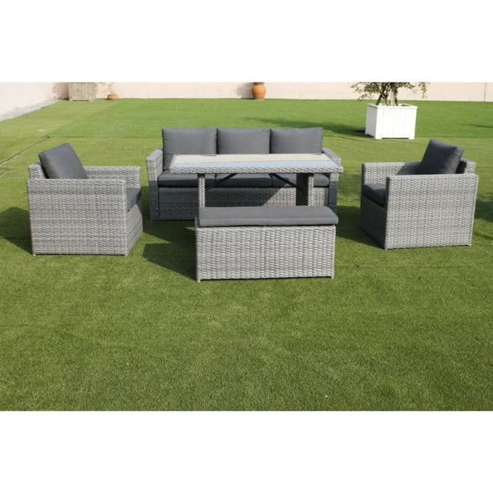 Contemporary Grey 5-Piece Outdoor Dining Set with UV Resistant Wicker