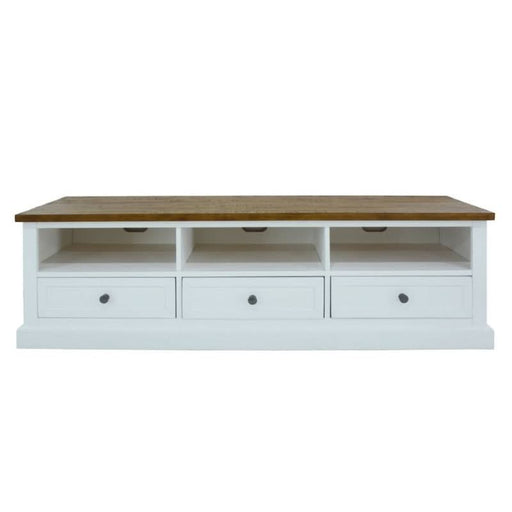 Stunning Montreal TV Stand in White & Oak for a Luxurious Living Room Ambiance