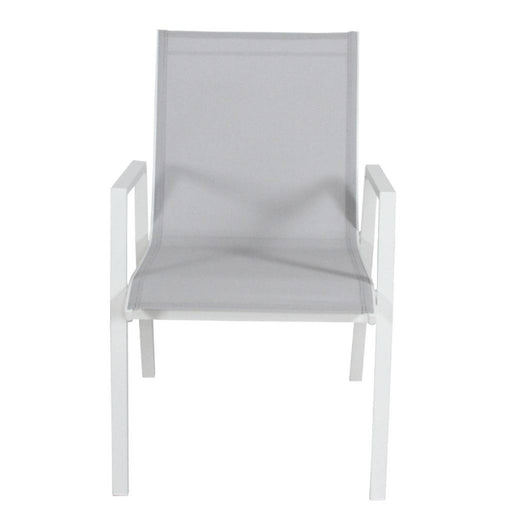Elegant Charcoal Icaria Outdoor Chair with White/Light Grey Textilene Seating