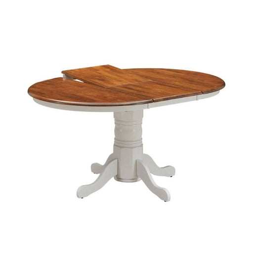 Stylish Hobart Haven Extendable Round Dining Table with Oak Finish and White Accents