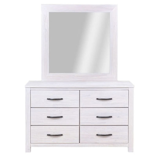 Elegant Coastal White Dresser and Matching Mirror Set for Bedroom