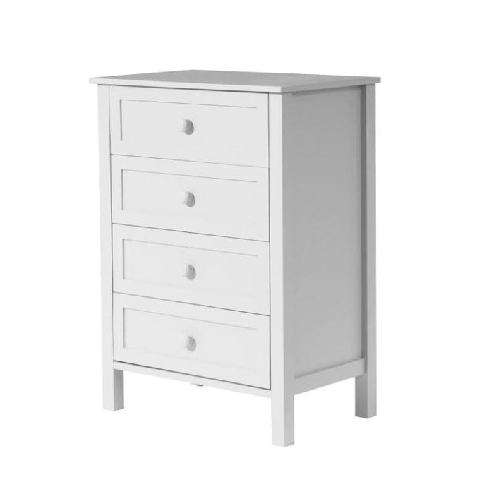 Sleek Harmony rubberwood and MDF Jesse tallboy in pure white color