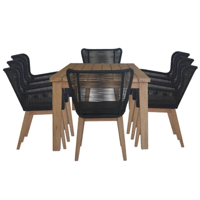 Marrakesh Alfresco 9Pc Dining Set: Where Elegance Meets Function in Black, Charcoal, and Eucalyptus