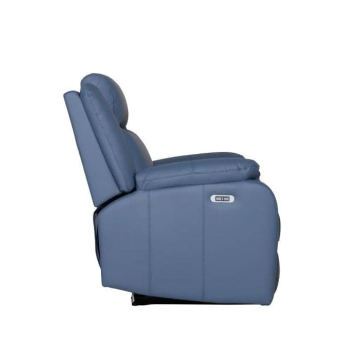 Luxurious Blue Haven Leather Recliner with Lumbar Support and USB Charging