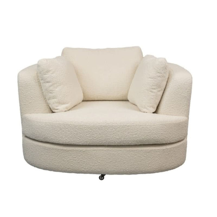 Luxury Orlando Swivel Chair in Elegant Pristine Snow - Perfect for Modern Living Spaces