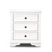 Elegant White Vienna Bedside Table with 3 Drawers - MKII Coastal Collection