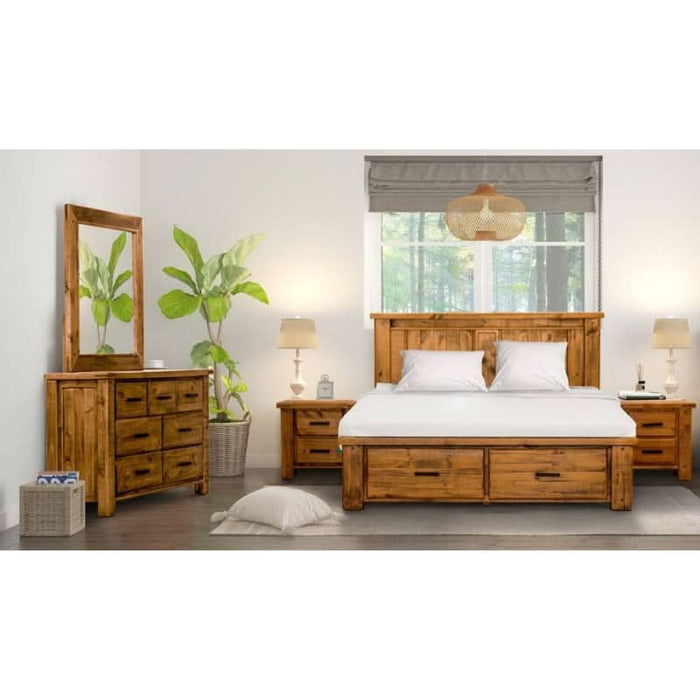 Elegant Rustic Dreams - Outback Queen Bedroom Ensemble with Dresser & Mirror