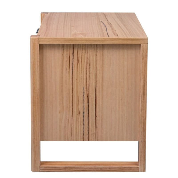 Elegant Natural Messmate Timber Bedside Table with Two Spacious Drawers