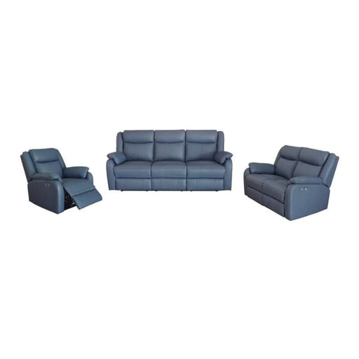 Pinnacle Ocean Bliss Leather Recliner Suite – Dive into Unmatched Comfort in Marine Blue