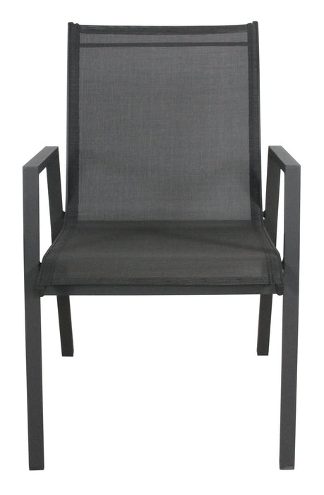 Charcoal Chic: Icaria 7 Piece Outdoor Dining Ensemble - Sleek Table & Chair Set - Shopica Pty Ltd