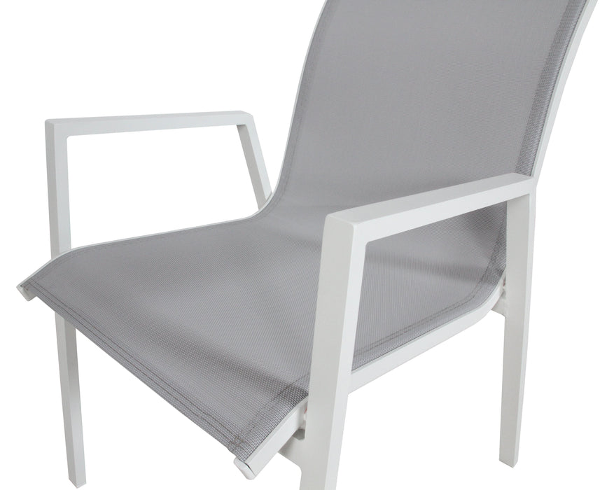 White Chic: Icaria 7 Pie Outdoor Dining Ensemble - Sleek Table & Chair Set - Shopica Pty Ltd