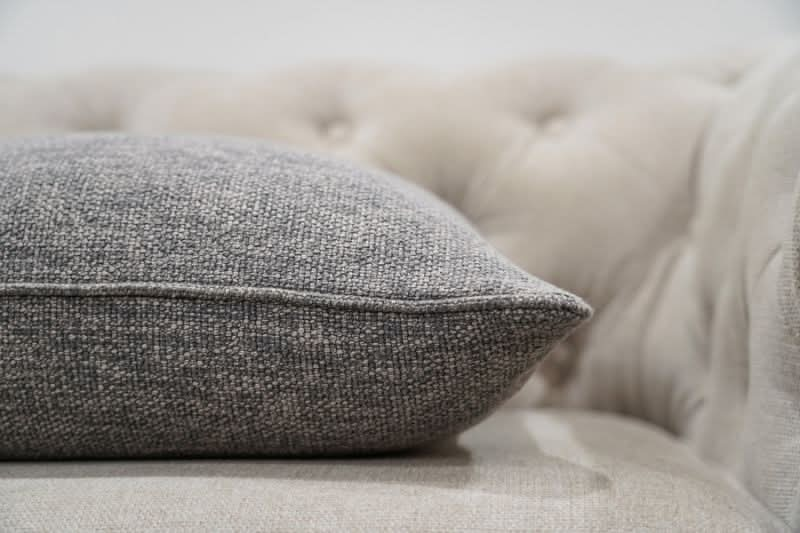 Grey Woven Textured Cushion - Duck Feather Insert