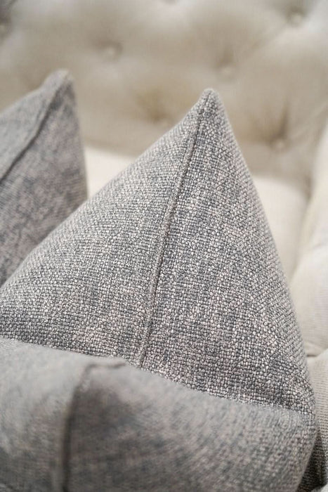 Grey Woven Textured Cushion - Duck Feather Insert