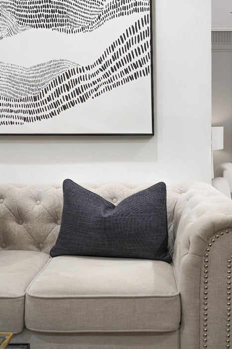 Charcoal or Beige Woven Cushions - Duck Feather Inserts