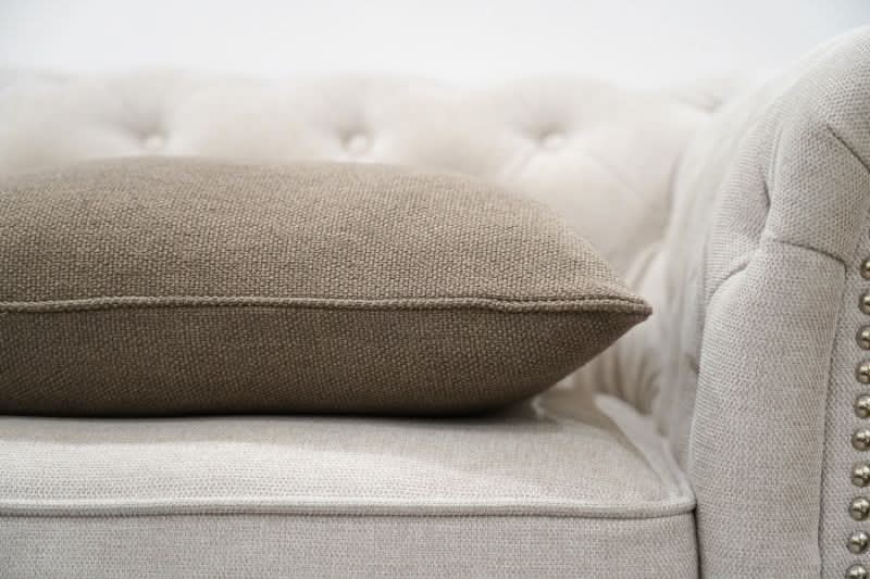 Taupe Woven Cushion - Duck Feather Insert