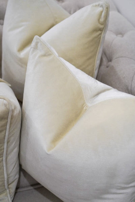 Cream Velvet Cushions - Duck Feather Inserts