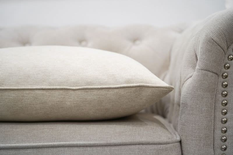 Beige Woven Cushion - Duck Feather Insert