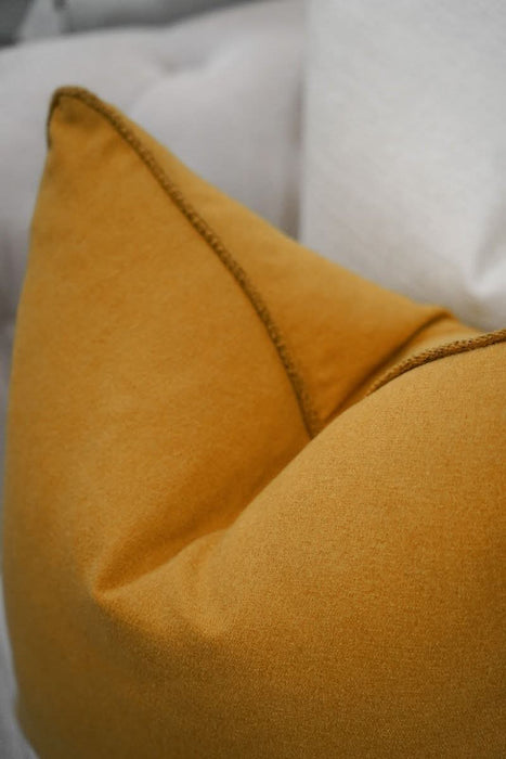 Mustard Yellow Woven Cushion - Duck Feather Insert