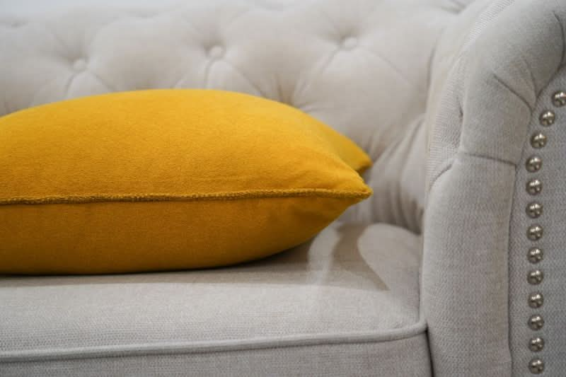 Mustard Yellow Woven Cushion - Duck Feather Insert