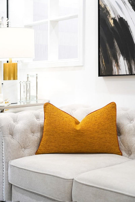 Mustard Yellow Woven Cushion - Duck Feather Insert