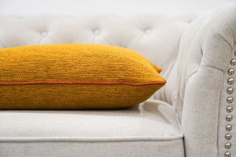 Mustard Yellow Woven Cushion - Duck Feather Insert