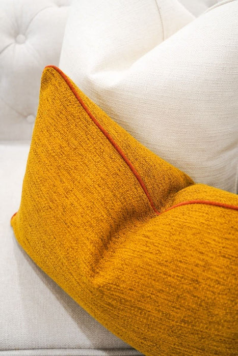 Mustard Yellow Woven Cushion - Duck Feather Insert