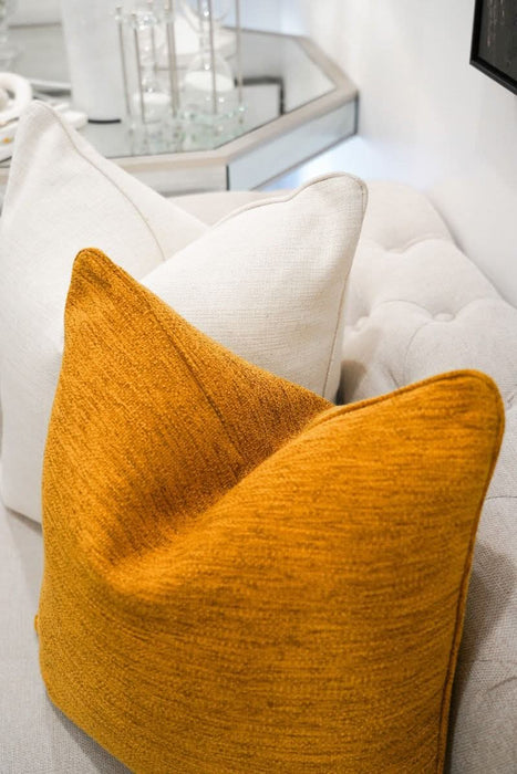 Mustard Yellow Woven Cushion - Duck Feather Insert