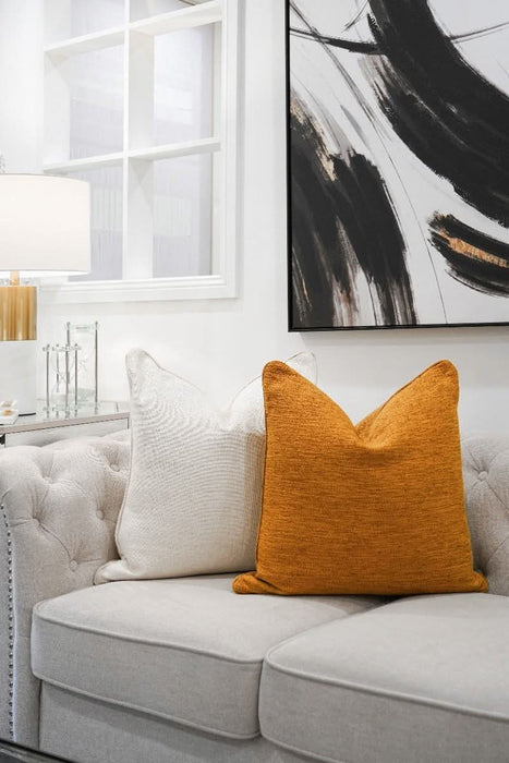 Mustard Yellow Woven Cushion - Duck Feather Insert