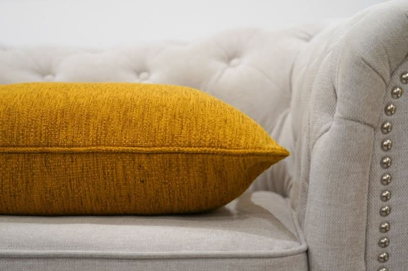 Mustard Yellow Woven Cushion - Duck Feather Insert