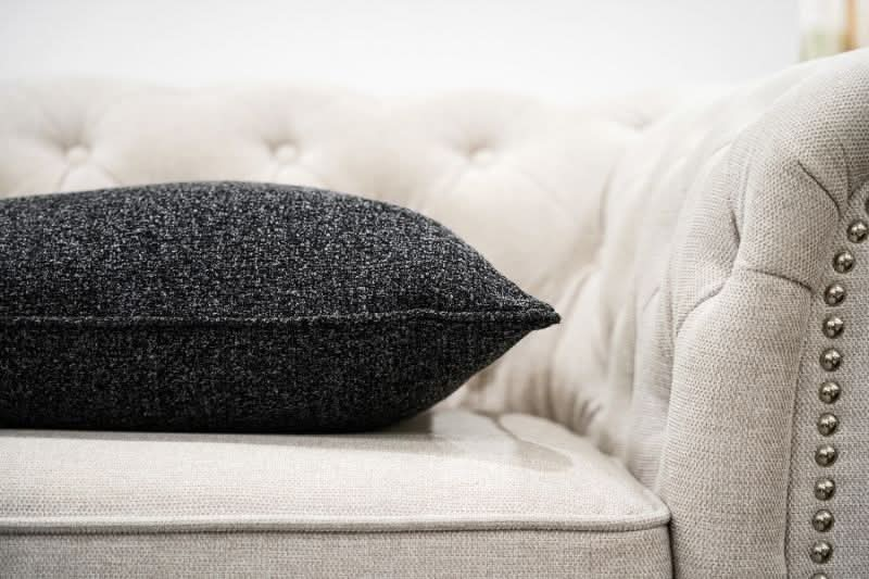 Charcoal Grey Woven Cushions - Duck Feather Inserts