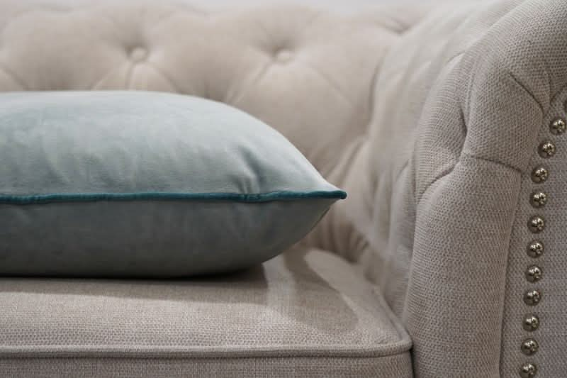 Light Acqua Blue Velvet Cushion - Duck Feather Insert