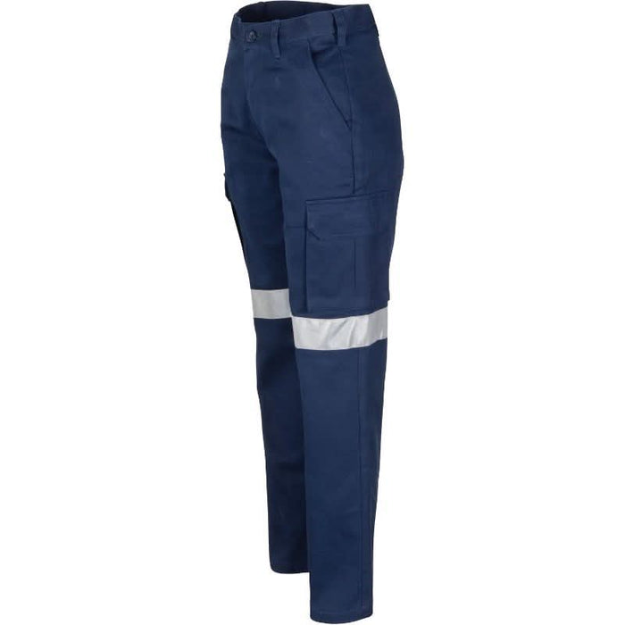 DNC Ladies Cotton Drill Cargo Pants With 3M Reflective Tape