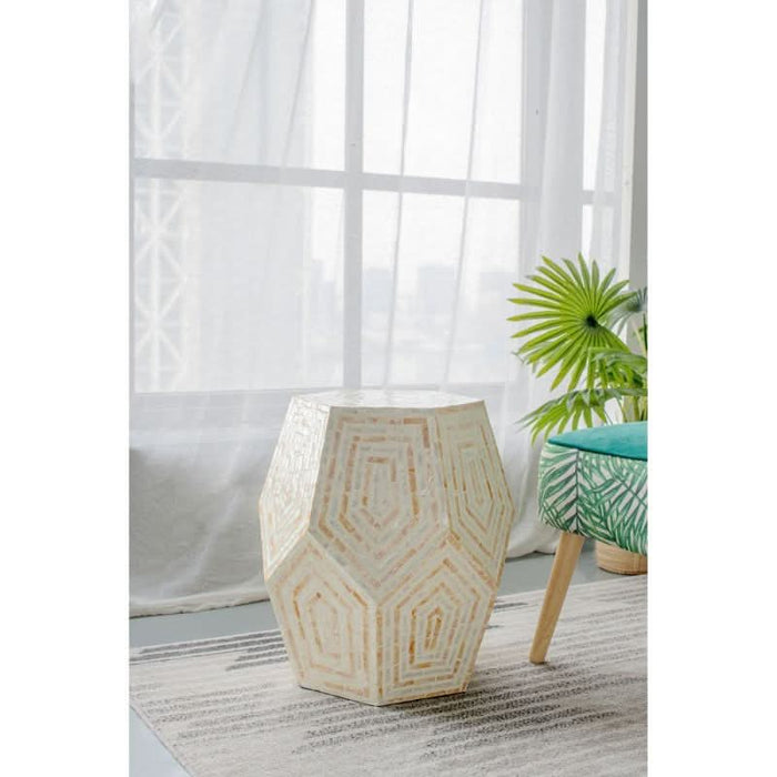 Geometric Labyrinth Mosaic Stool