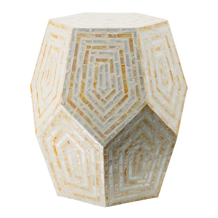 Geometric Labyrinth Mosaic Stool