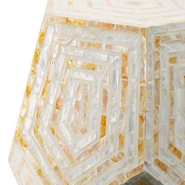 Geometric Labyrinth Mosaic Stool