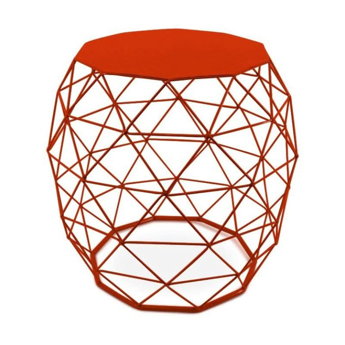 Geometric Metal Stool - Vibrant Orange Finish