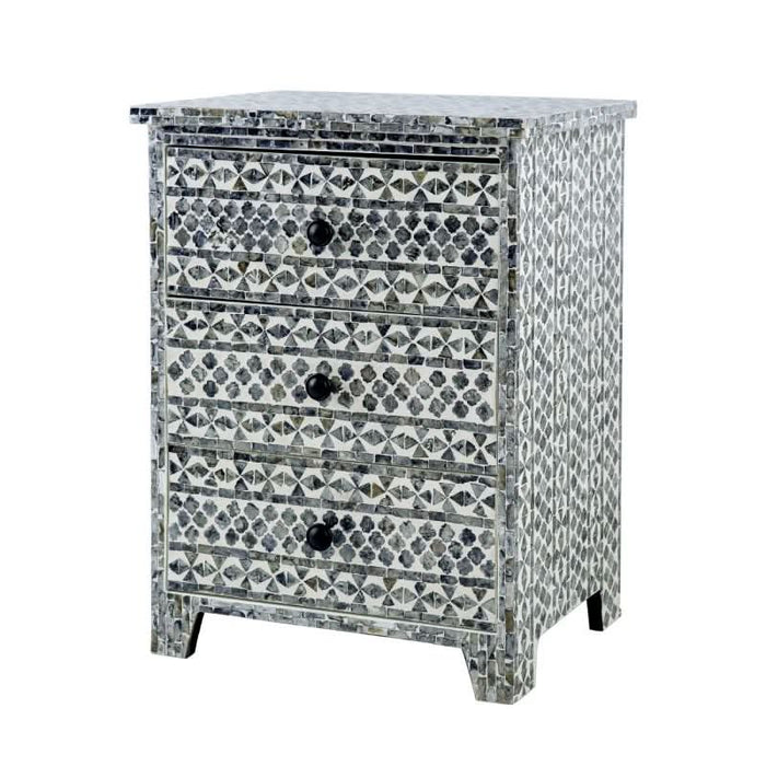 Mosaic Pattern Bedside Table - Handcrafted Elegance