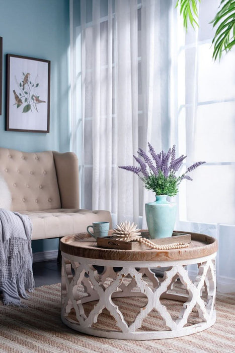 Rustic Wooden Coffee Table - Moroccan-Inspired Design