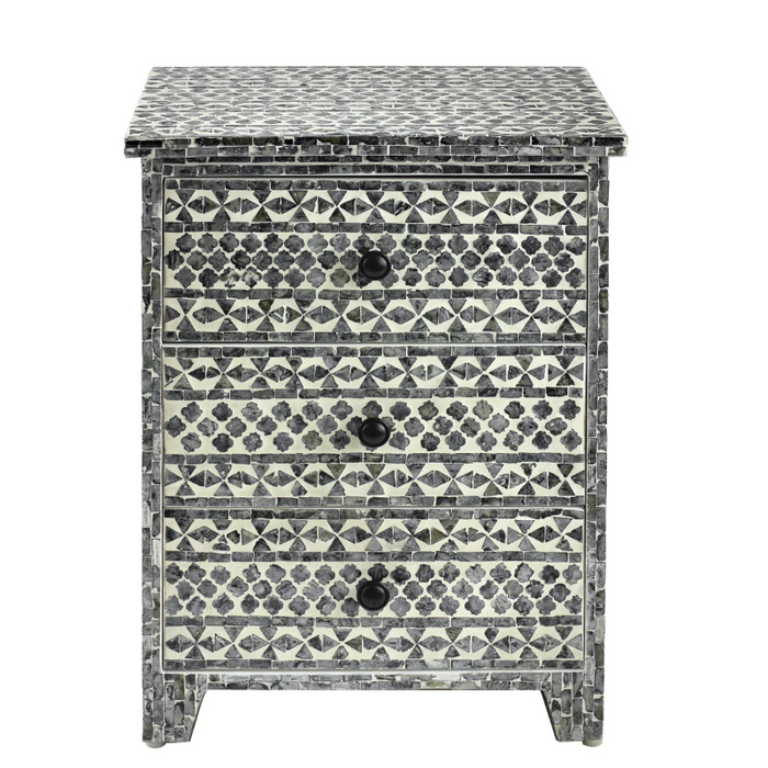 Mosaic Pattern Bedside Table - Handcrafted Elegance