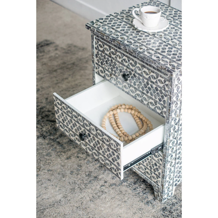 Mosaic Pattern Bedside Table - Handcrafted Elegance