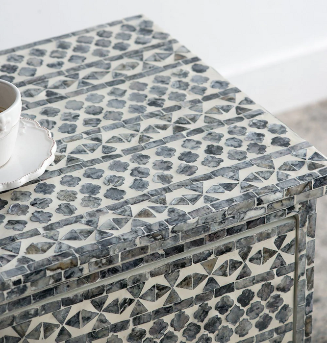 Mosaic Pattern Bedside Table - Handcrafted Elegance