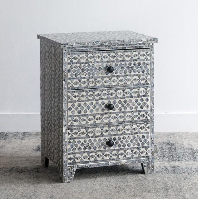 Mosaic Pattern Bedside Table - Handcrafted Elegance