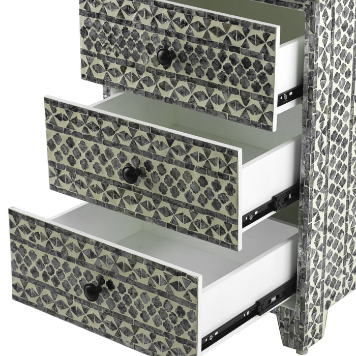 Mosaic Pattern Bedside Table - Handcrafted Elegance