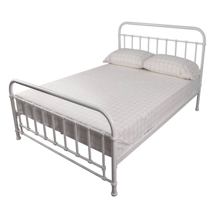 Sophisticated Akira White Metal Bed – Double Size Relaxation Haven